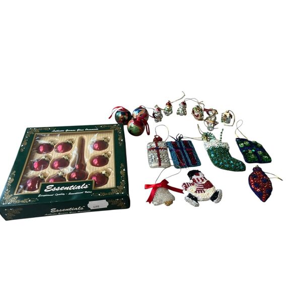 Crate & Barrel Beaded Ornaments + Vintage Glass & German Set Lot of 25 - Picture 6 of 8